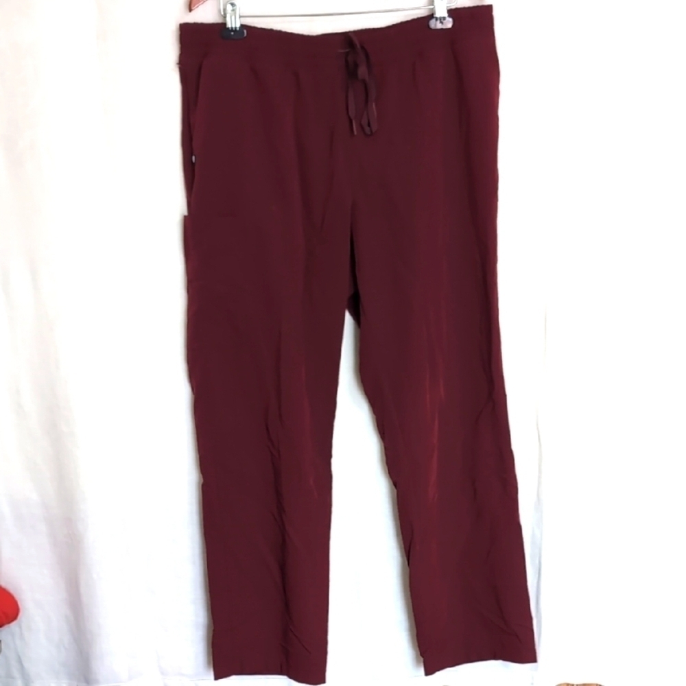 Jaanuu The Niels Burgundy Scrub Pants Straight Leg Elastic Waist Side Pockets 2x